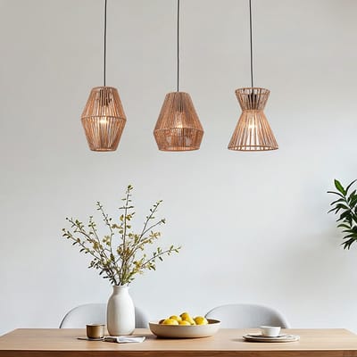 LumenXL LumenXL - Bohemian hanglamp Intan - Gevlochten touw - Bruin - E27