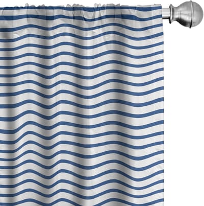 ABAKUHAUS Harbor-strepen gordijnen – 2x75x175 cm – microvezel – Nachtblauw