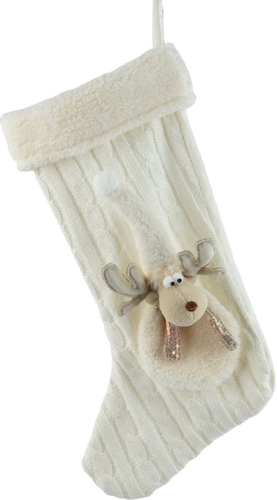 Decoris -Kerstsok - Beige - H48 cm
