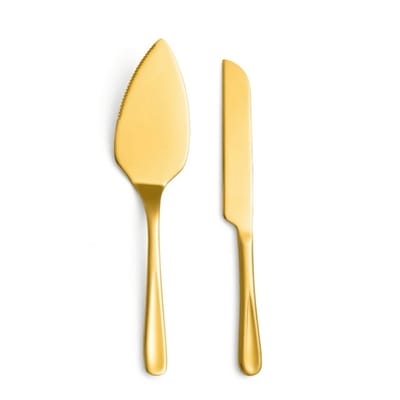 Set van 2 – Taartschep & Mes – XL - L29,5 x B7,1 CM – Goudkleurig – RVS (vaatwasser bestendig)