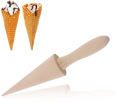 Ynkkvre - Wafelkegelroller - Hoornvormer - Ijswafelvormer - Hoorn Mallen - Mold - Houten - Ergonomisch Handvat - Geschikt voor Zelfgemaakt Ijs - Eenvoudig Schoon te Maken - Natuurlijk Houten Materiaal