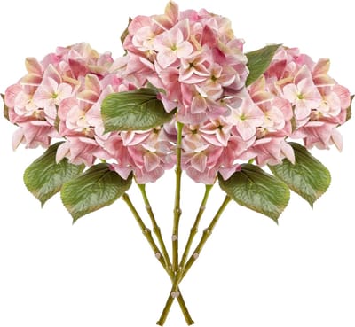 Emerald Kunstbloem hortensia tak - 5x - Challenge - 47 cm - roze - kunst zijdebloem - Hydrangea