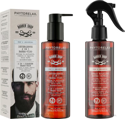 Phytorelax Baard en Haar Verzorgingsset voor Mannen – 2-in-1 Cleanser en Multi-use Spray met Sandelhout en Bamboe – 400 ml