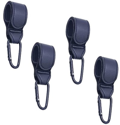 Kinderwagenhaken 4 Stuks - Leren Haak voor Luiertas en Tassen - Universele Kinderwagenaccessoires