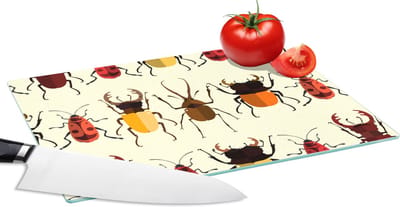 Glazen Snijplank - 28x20 - Kever - Patronen - Insecten - Snijplanken Glas