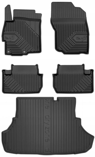 FROGUM 77 Set Automatten en Kofferbakmat - Geschikt voor MITSUBISHI LANCER VIII Sedan (2007-2017) - TPE Rubber - Zwart