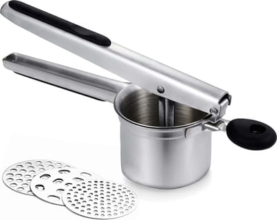 Oliva's - Aardappelpers - Pureestamper - Pureeknijper - Aardappelstamper incl. 3 zeefinzetstukken - RVS