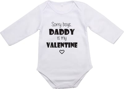 Baby Rompertje Valentijn "Sorry Boys... DADDY is my VALENTINE - Lange Mouw - Maat S 50/56 0-3 maanden - Cadeautje voor Hem - Valentijnsdag