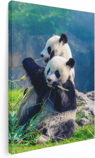 Artaza Canvas Schilderij Panda - 30x40 cm - Klein - Wanddecoratie Bos - Muurdecoratie Dierenschilderij - Kamer Accessoires Jungle