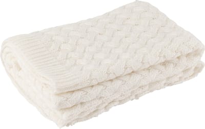J-Line plaid Gebreid - textiel - blanc - 180 x 130 cm