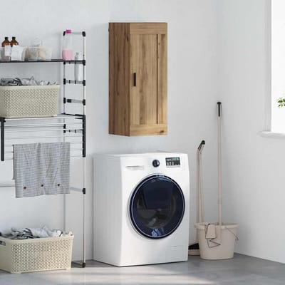 vidaXL - Wandkast - Artisan - Eiken - 34,5 - x - 34 - x - 90 - cm - Bewerkt - hout
