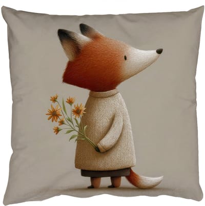 Sierkussens - Kussentjes Woonkamer - 50x50 cm - Vos - Gele bloemen - Minimalistisch