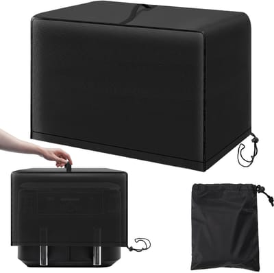 Dailygoods- Stofbescherming 49 x 40 x 30 cm - Stofdichte Afdekking - Voor Heteluchtfriteuse - 600D Nylon - Zwart - Inclusief Opbergtas