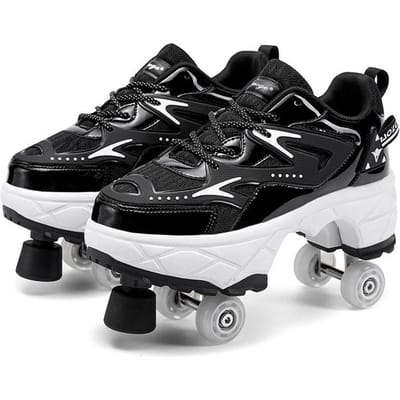 Chaussures à roulettes Chaussures à 4 roues Chaussures déformables Patins à roulettes Homme et Femme Adulte Chaussures de fuite Chaussures de patinage Chaussures à roulettes 34