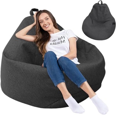 Grote Grijze Teardrop Zitzak Cover voor Gaming en Buiten, Ideaal voor Woonkamer Decoratie en Comfort