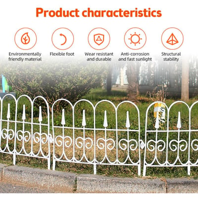 Clôture de Jardin Décorative Inserts Lot de 6 Plastique Inoxydable Bordure de Clôture Piquet de Jardin Pelouse Parterres de Fleurs Bordures de Plantes blanc