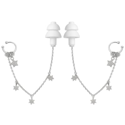 Earcuffs Voor Oordopjes - (Bloem Sterretjes) - Oordopjes Festival - Oordoppen - Oorbellen Dames - Te Gebruiken Met Airpods - Zilverkleurig