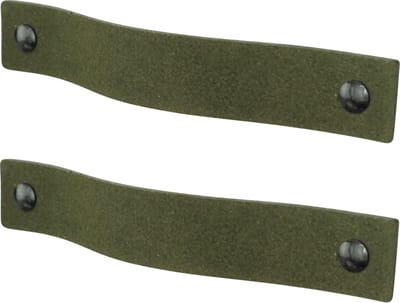 2x Leren handgrepen 'platte greep' XS - SUEDE OLIVE (12,6 x 2,5 cm) - incl. 3 kleuren schroefjes (handgreepjes - leren grepen - greepjes - leren lusjes)