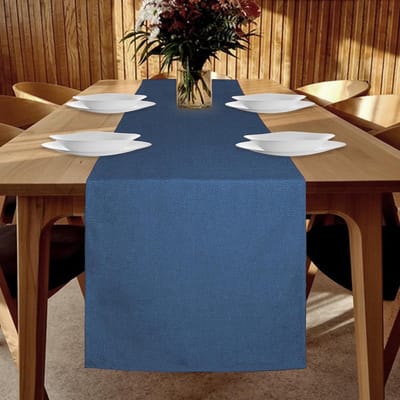 SnelShoppen - Table Runner Waterdicht 40 x 180 cm - Modern Linnen Look Wasbaar - Blauw - Perfect voor Eetkamer, Feest, Vakantie, Decoratie