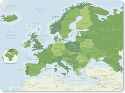 Muismat Kleurrijke kaart Europa - http://s017.radikal.ru/i404/1110/87/2c00b7bbd3ec.jpg muismat rubber - 23x19 cm - Muismat met foto