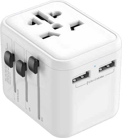 DnA® Wereldstekker - Stekker - Reisstekker - Wit - 9cm x 5cm x 5cm