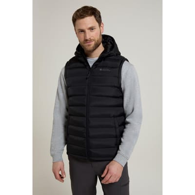 Mountain Warehouse Heren Seizoenen Gewatteerd Gilet met Capuchon (Zwart)