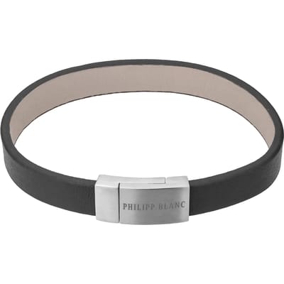 Echt leer en roestvrij stalen armband Philipp Blanc Anton