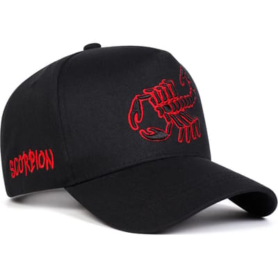 Unisex Schorpioen Borduurwerk Baseballpetten Lente Herfst Buiten Verstelbaar Casual Petten Zonbescherming Pet Sportpet zwart