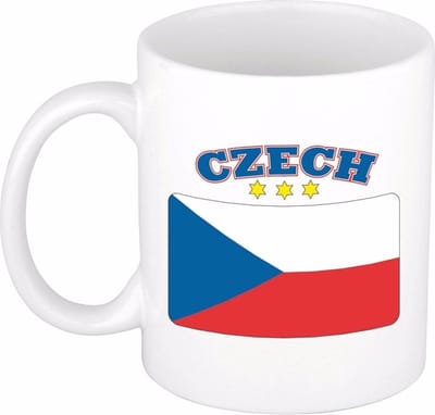 Bellatio Decorations koffie mok - Tsjechie - vlag print - 300 ml - wit - keramiek - Supporters fan artikelen - Landen beker