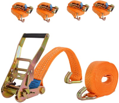 4x spanband met ratel Spanband 6m 3000kg 3tot 2-delig 35mm TÜV / GS oranje