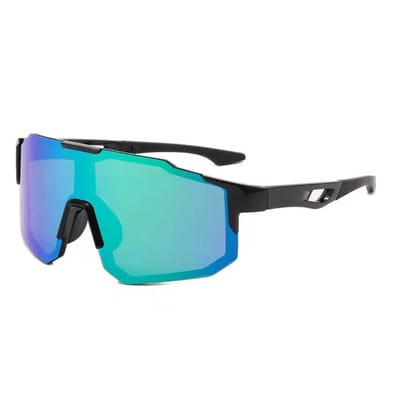 Zonnebril - Fiets - Sport - Festival bril - Rave - Voor heren en dames - Zwart - Blauw/groen gepolariseerd glas
