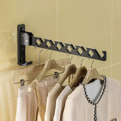 Actie4you® - Kledinghaak - Inklapbaar - 35 cm - Muurbevestiging - Wandhaak - Kapstok - Kledinghanger- Droogrek – Zwart – 1 Stuk