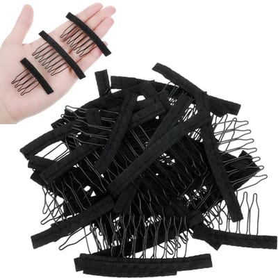 Dailygoods- Pruikkammen 40 Stuks - Pruikclips - 7 Tanden/4 Tanden - Roestvrij Staal - Zwart - Voor Pruiken - Haarclips