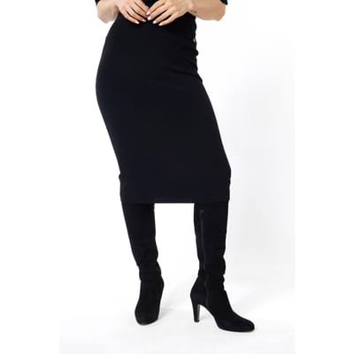 EsQualo Skirt Knitted Mixed Rib Black Maat: S | Midi Rokken Outlet | Dames | Zwart
