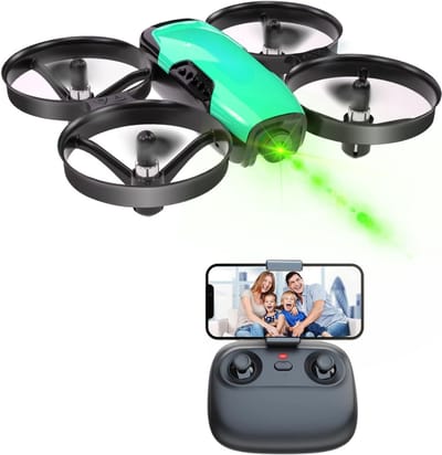 QIN® Drone voor Kinderen - Drone - Zwart/Groen - 14cm x 12cm x 4cm