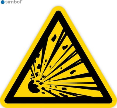 Simbol - Stickers Explosieve Stoffen - Explosief (W002) - Duurzame Kwaliteit - Formaat ▲ 5 x 5 x 5 cm.