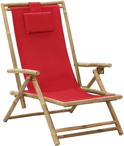 Stapelstoel relaxstoel - Balkonmeubel tuinstoel - Ontspannen buiten - 4 standen rugleuning - 64 x 89 x 94 cm - Rood