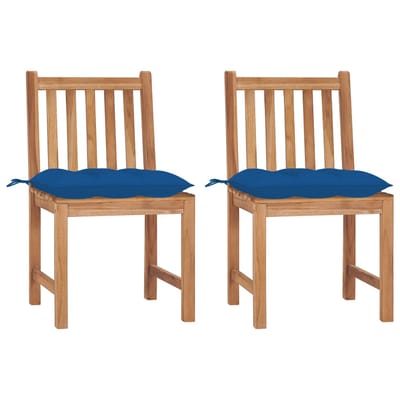 vidaXL - Tuinstoelen - 2 - st - met - kussens - massief - teakhout