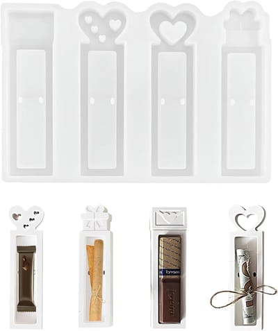 Creatieve Siliconen Mallen voor Gieten, 4-delige Set, Perfect voor Geldcadeaus, DIY Plak- en Snoepdozen, Geschikt voor Feestdagen zoals Kerst en Pasen