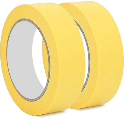Kleurafplaktape 20 mm x 50 m, 2 Rollen Gele Tape, Hoge Hechting, Scheurbestendig en Waterdicht voor Schilderwerk, Autoherstel en Creatieve Projecten