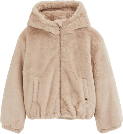 WE Fashion Meisjes winterjas met imitatiebont