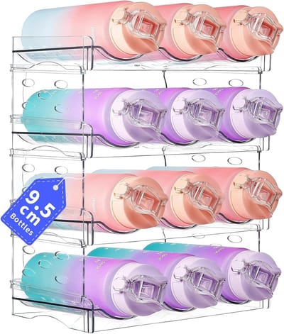 Famanu – Stapelbare flessenhouder 3 lagen – Flessenorganizer voor koelkast en kast – Capaciteit 12 flessen