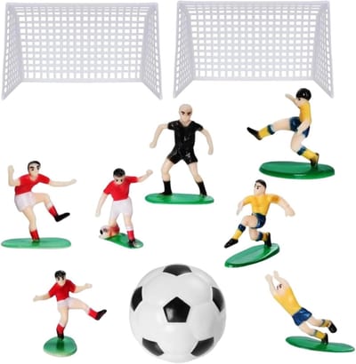Voetbal taarttopper set - 10 stuks - 3D voetballer figuren - persoonlijke taartdecoratie voor jongens - ShopVlot