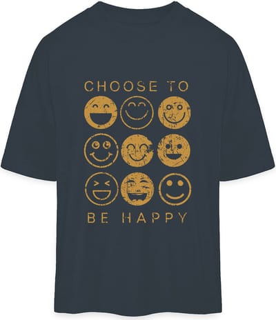 T Shirt Heren Dames - Kies Er Voor Gelukkig Te Zijn - Smileys - Blauw - S