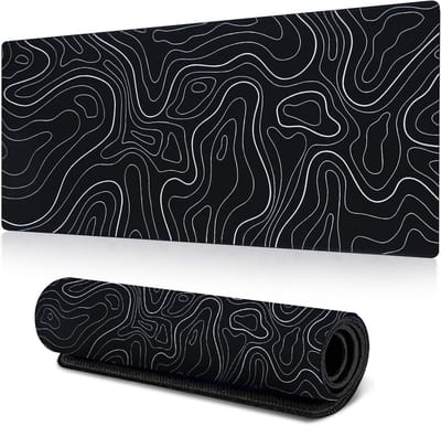 Famanu –gamingmuismat, grote muismat, afmetingen 90 x 40 cm, dikte 2 mm, antislip en waterdichte computermuismat met gestikte randen voor gaming/kantoor/thuis, zwart