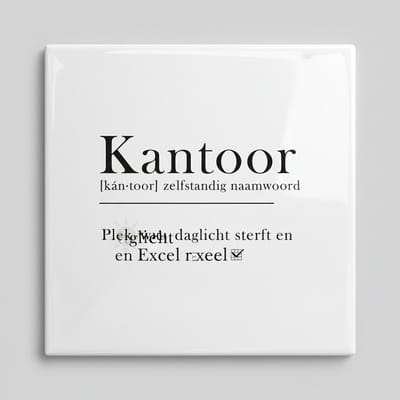 Grappige Kantoor Definitie Keramische Tegel 15x15 cm – “Kantoor: Plek waar daglicht sterft en Excel regeert” | Humoristische Werkplek & Bureaudecoratie Cadeau