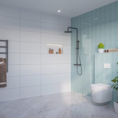 FugaFlow Eccelente Vetro Inloopdouche - helder glas - 180x200cm - 8mm - nano - blind inbouw profiel