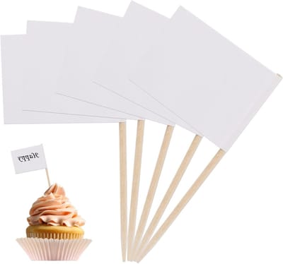 Lege Vlaggetjes voor Hapjes en Taarten - 100 Stuks Toothpick Flags voor Feestjes, Buffet en Kaasplank