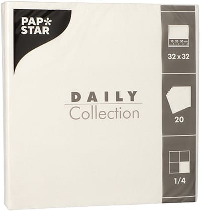 15x 20 Servetten DAILY Collection 1/4 vouw 32 cm x 32 cm wit