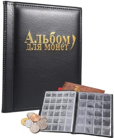 Dailygoods- Muntenalbum Hoogwaardige PU-hoes - 10 Pagina's - Geschikt voor Munten/Jetons - Afmetingen 21,5x17x1 cm - Gewicht 270 gr - Nieuw - Muntenverzameling